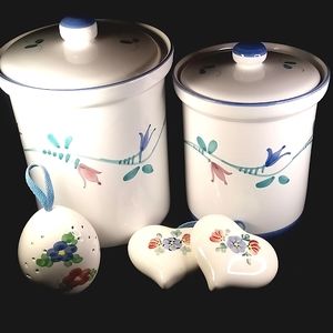 Hand Painted Ceramic Canister Group